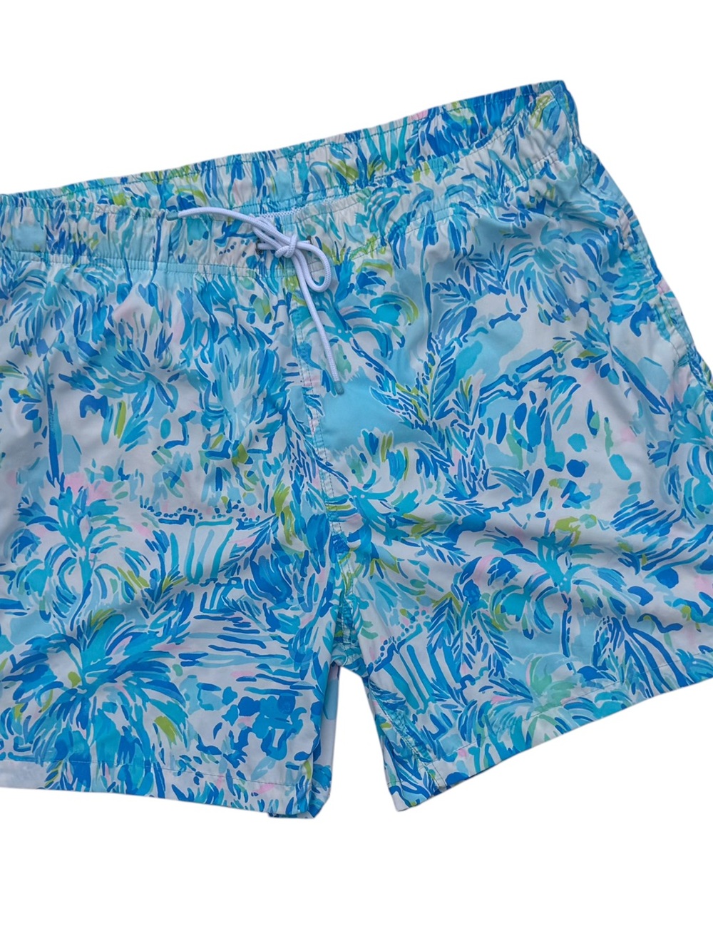 Lilly Pulitzer Men’s Blue Tropical Print Swim Trunks